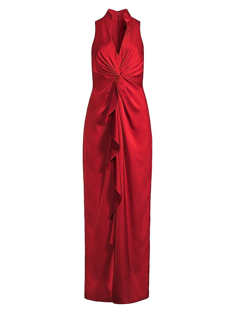 Women's Ruffle Satin Column Gown - Autumn Blaze - Size 16