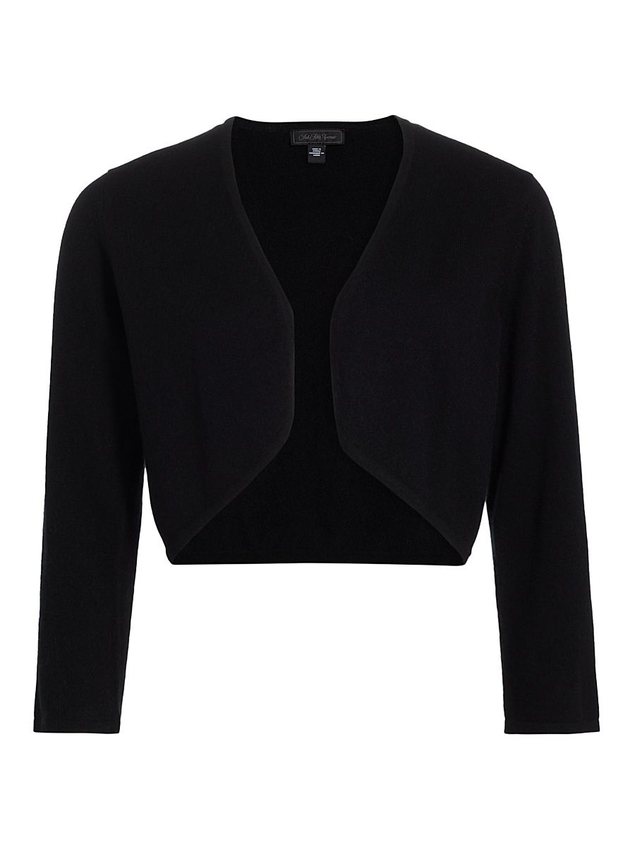 Women's COLLECTION Cashmere Cropped Open Bolero Cardigan - Black - Size XL