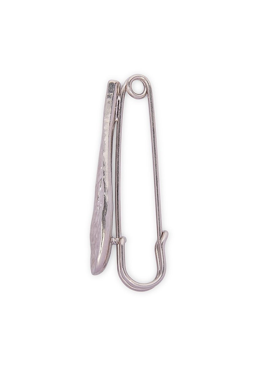 Men's Silvertone Safety Pin Brooch - Palladium