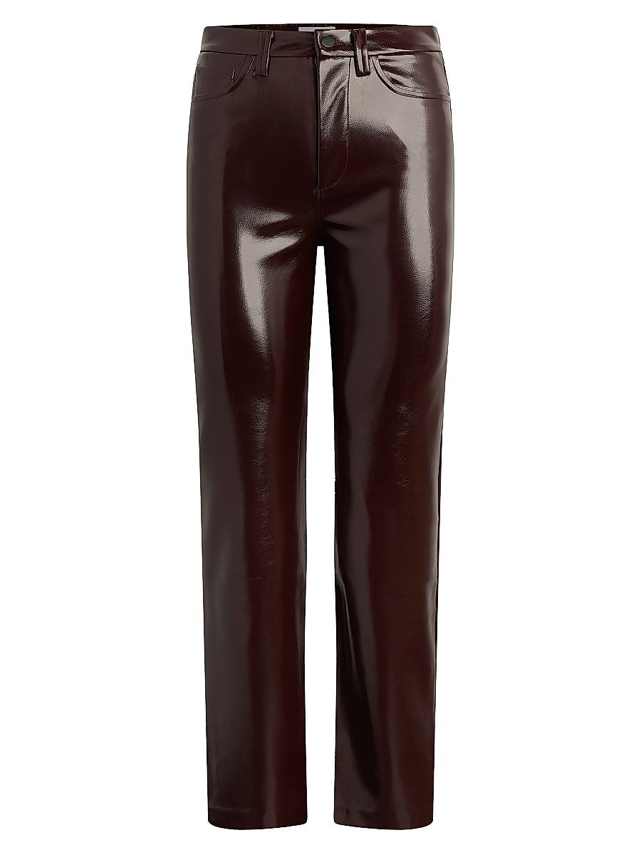 Women's Margot Vegan Patent Leather Pants - Bordeaux - Size 32