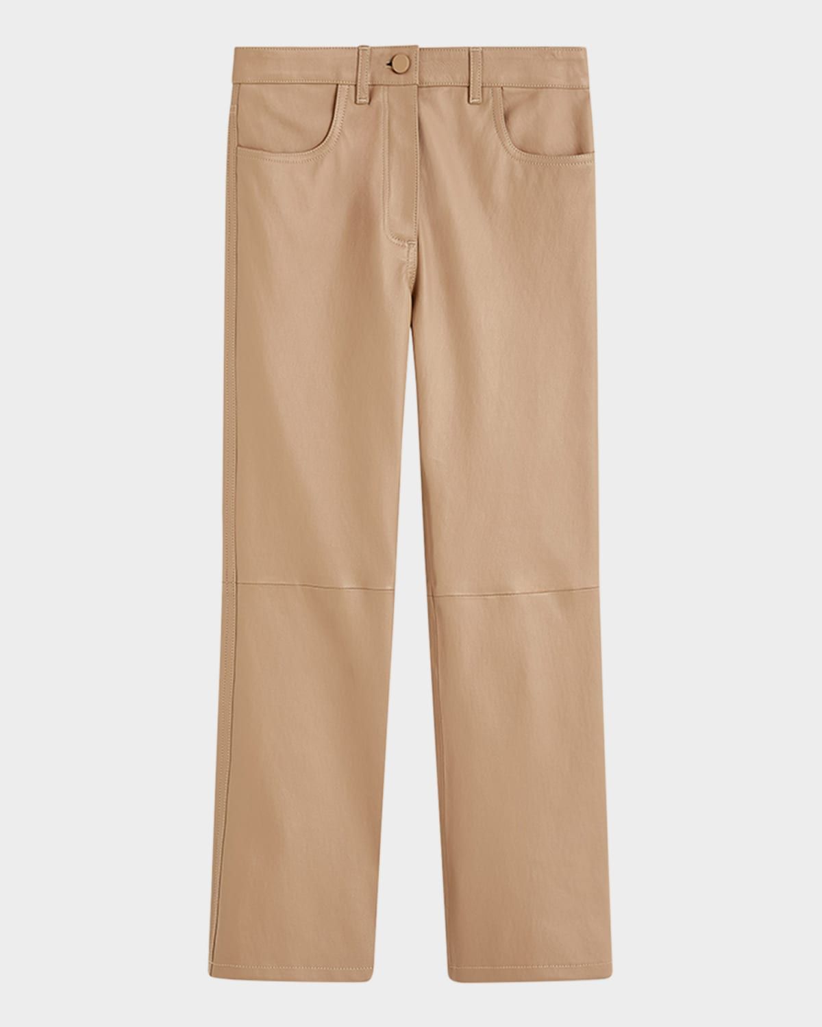Duke Cropped Straight-Leg Leather Pants