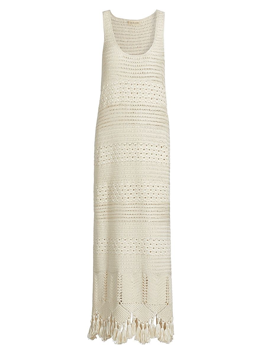 Women's Ophelia Crochet Maxi Dress - Creme - Size Large