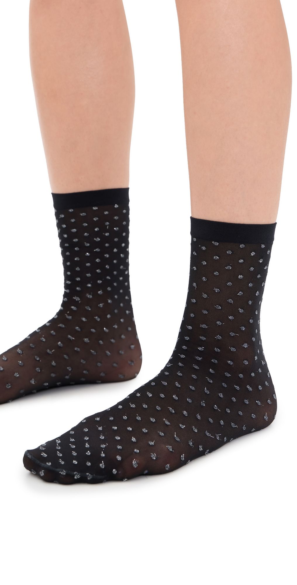 Wolford Shimmer Dot Socks Black/Silver One Size
