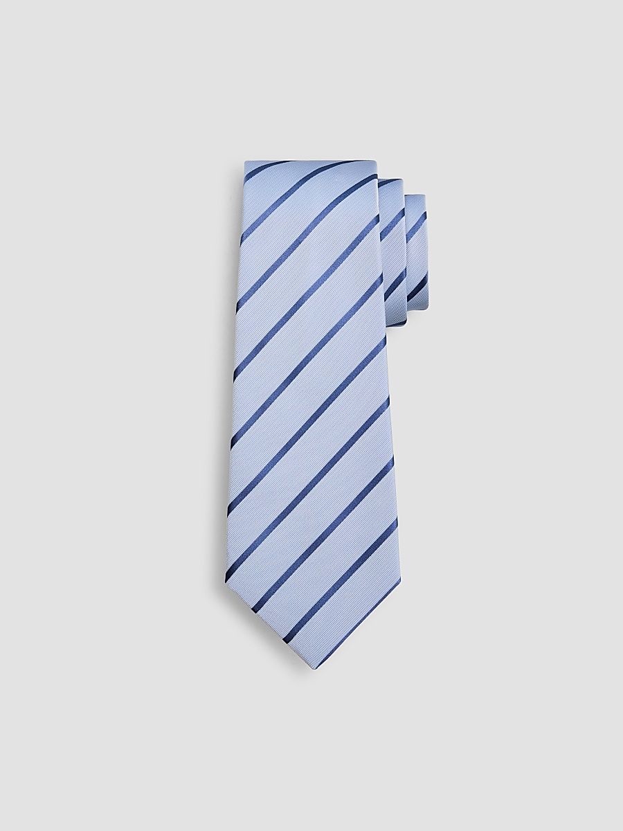 Men's Diagonal Stripe Silk Tie - Blue