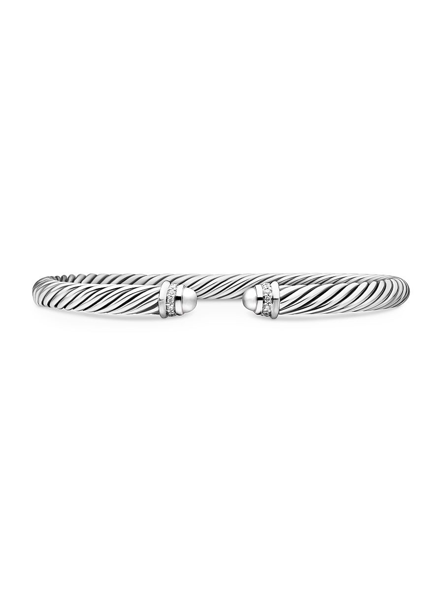 Women's Classic Cable Bracelet in Sterling Silver - Diamond - Size XS