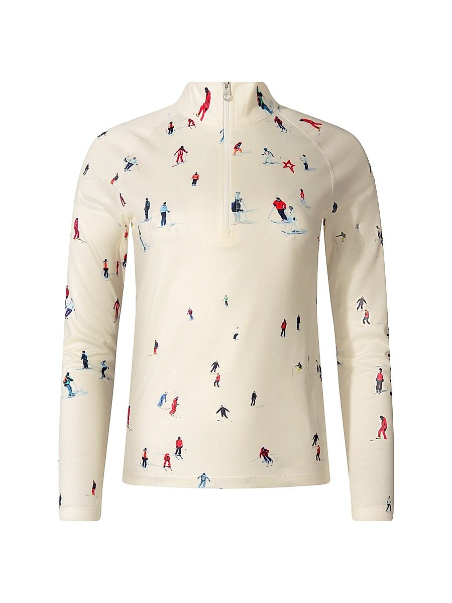 Women's Base Layer Printed Quarter-Zip Top - Ski Print - Size XL