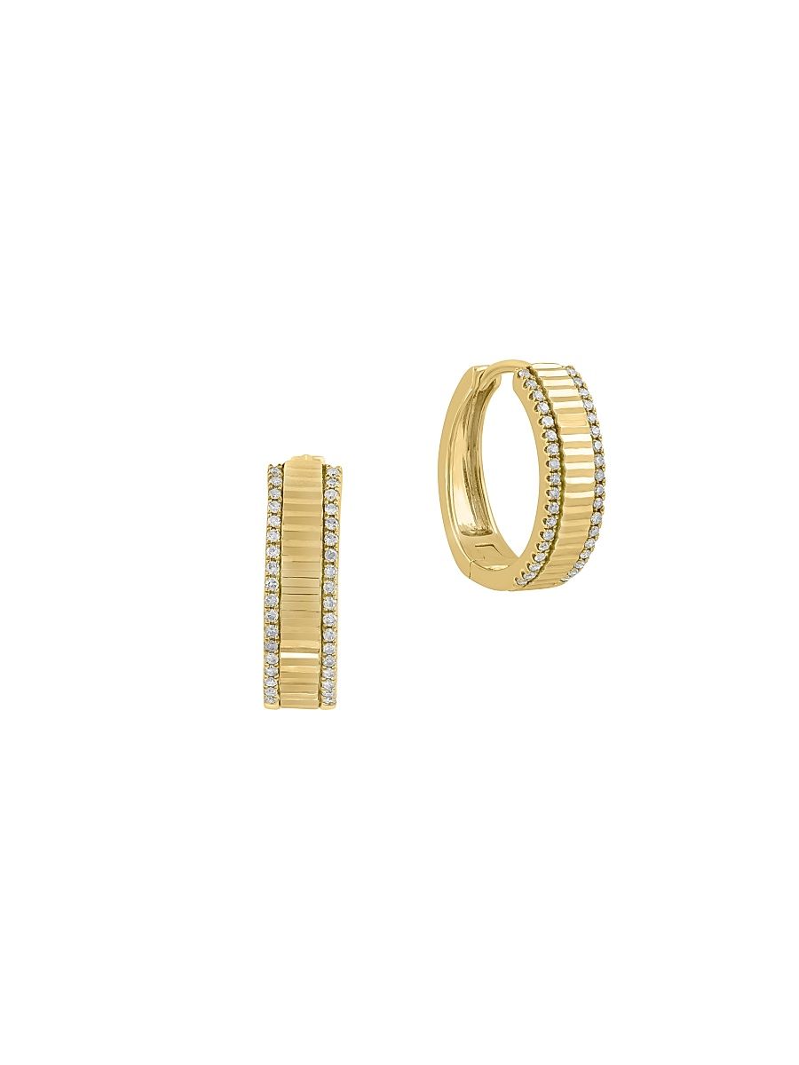 Women's 14K Yellow Gold & 0.21 TCW Diamond Huggie Hoop Earrings - Yellow Gold