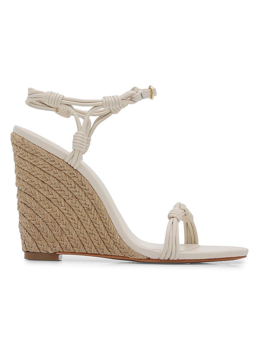 Women's Nara 100MM Leather Wedge Sandals - Sugar White - Size 11