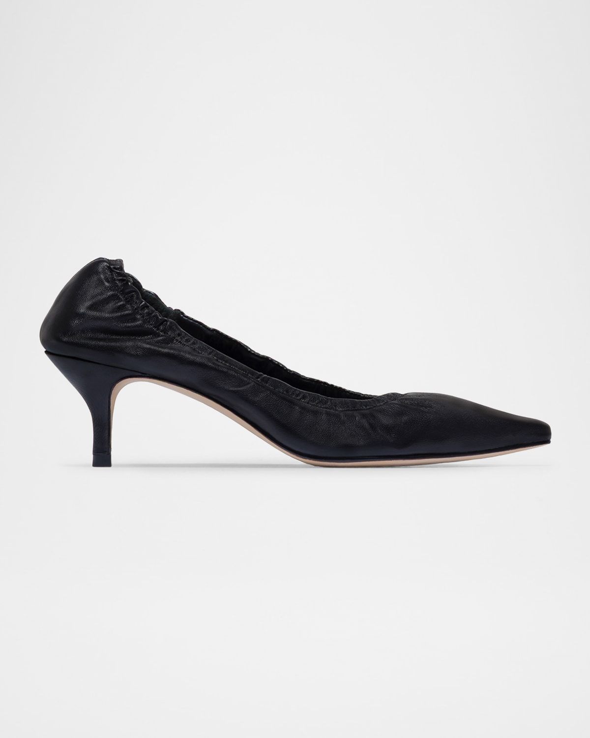 Manu Ruched Leather Snip-Toe Pumps