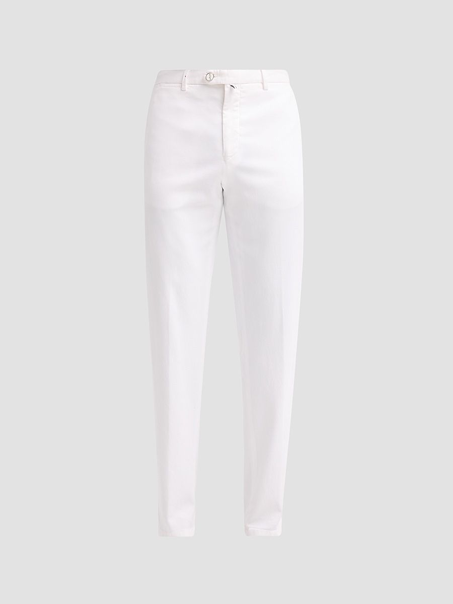 Men's Extended-Tab Flat-Front Trousers - White - Size 34