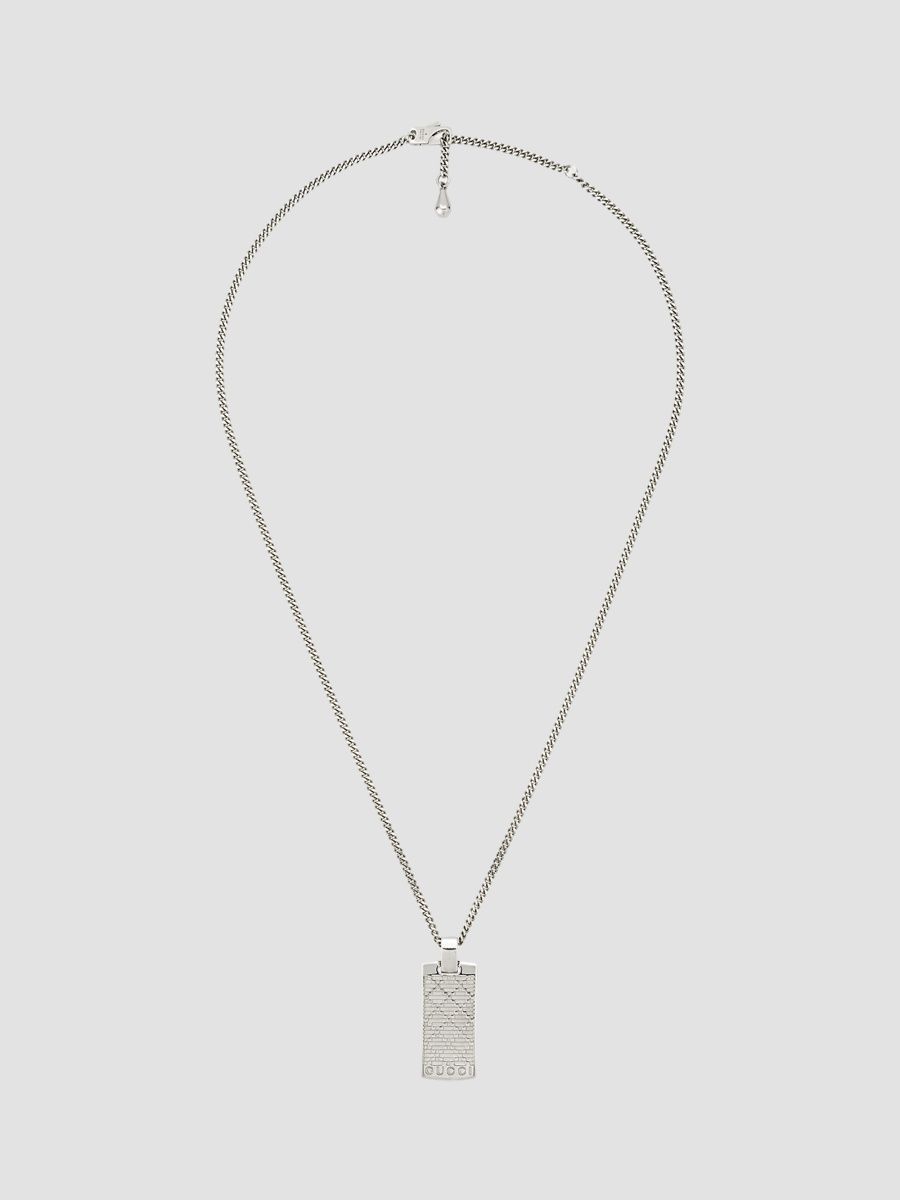 Gucci Men's Gucci Diamante Sterling Silver Pendant Necklace - Silver