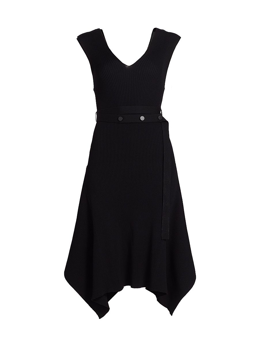 Women's Artemis Rib-Knit Midi-Dress - Black - Size XL