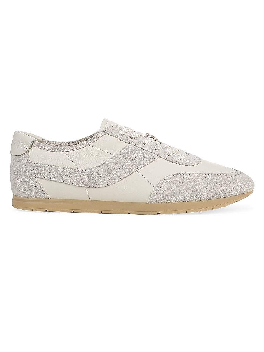 Men's LA Runner Low-Top Leather Sneakers - Horchata Pebble White - Size 12