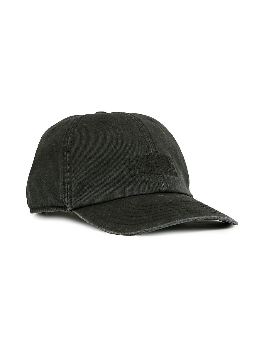 Men's Embroidered Cotton Canvas Baseball Cap - Washed Black - Size Small