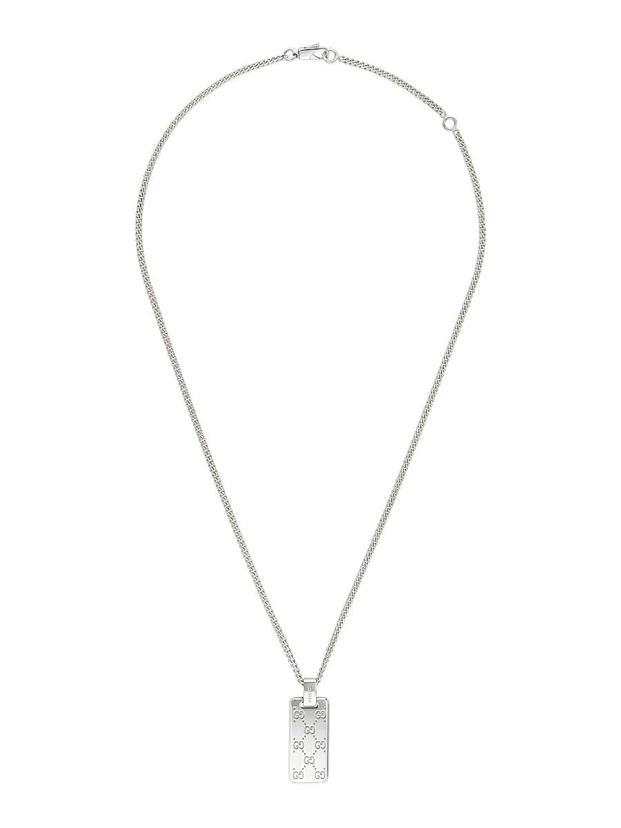 Men's Gucci Signature Sterling Silver Pendant Necklace - Silver