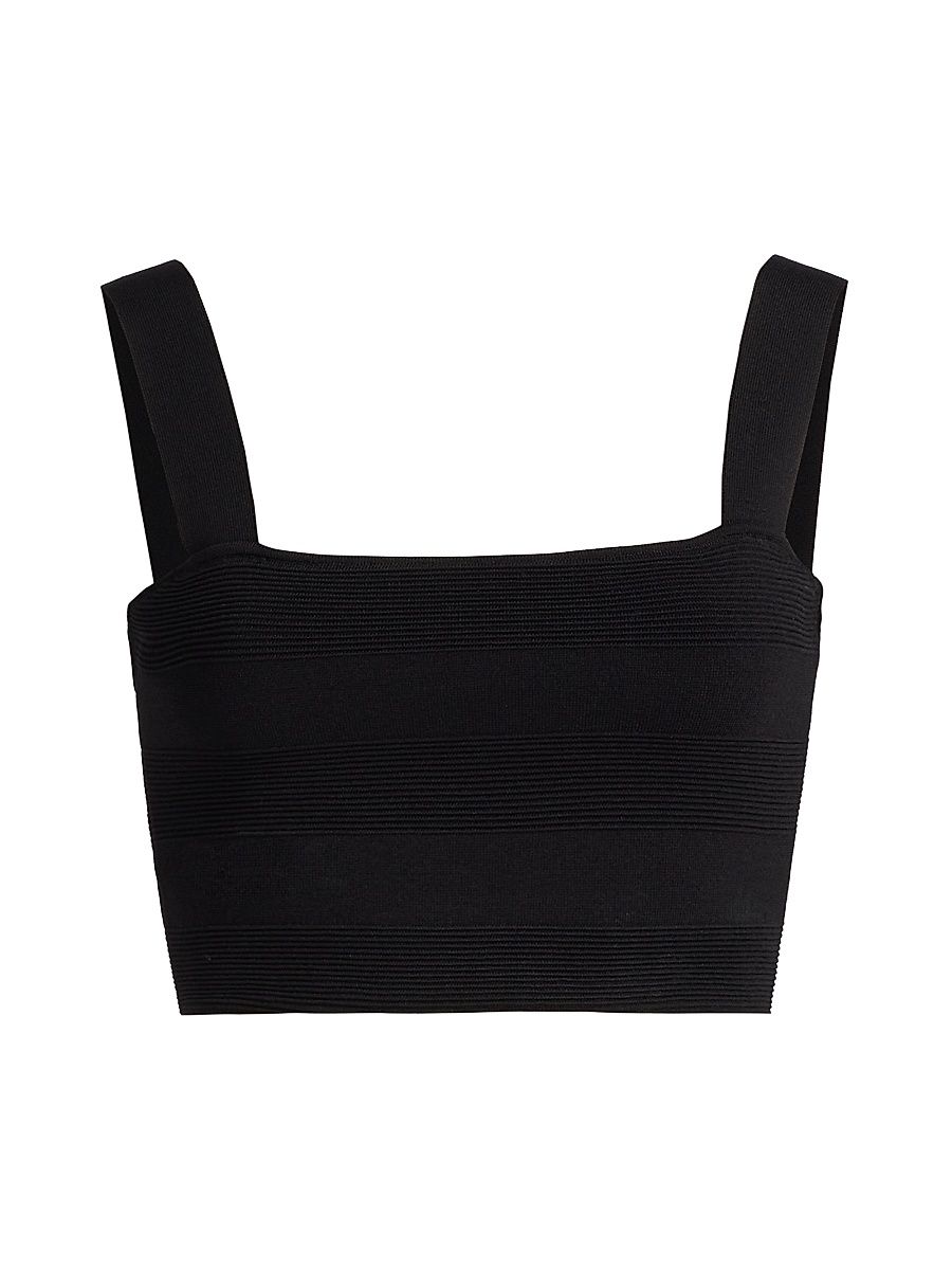 Women's Jayda Rib-Knit Crop Tank - Black - Size XL