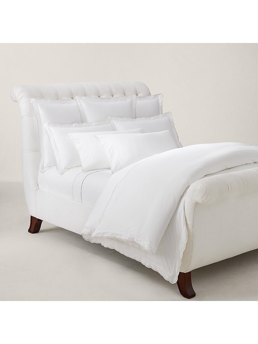 Ralph Lauren Malin Scallop Sateen Flat Sheet - Platinum - Size King