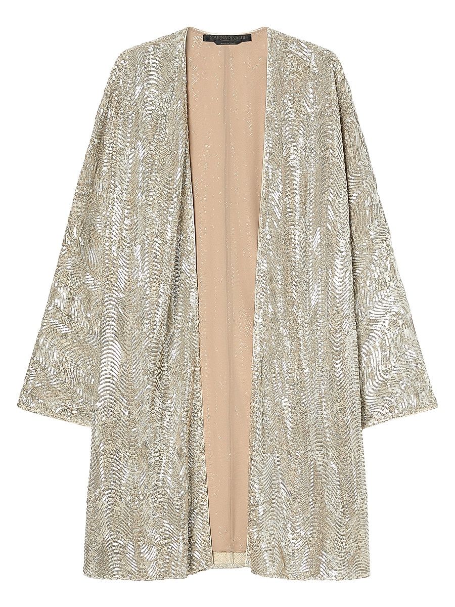 Women's Sequin Duster Coat - Beige - Size 22