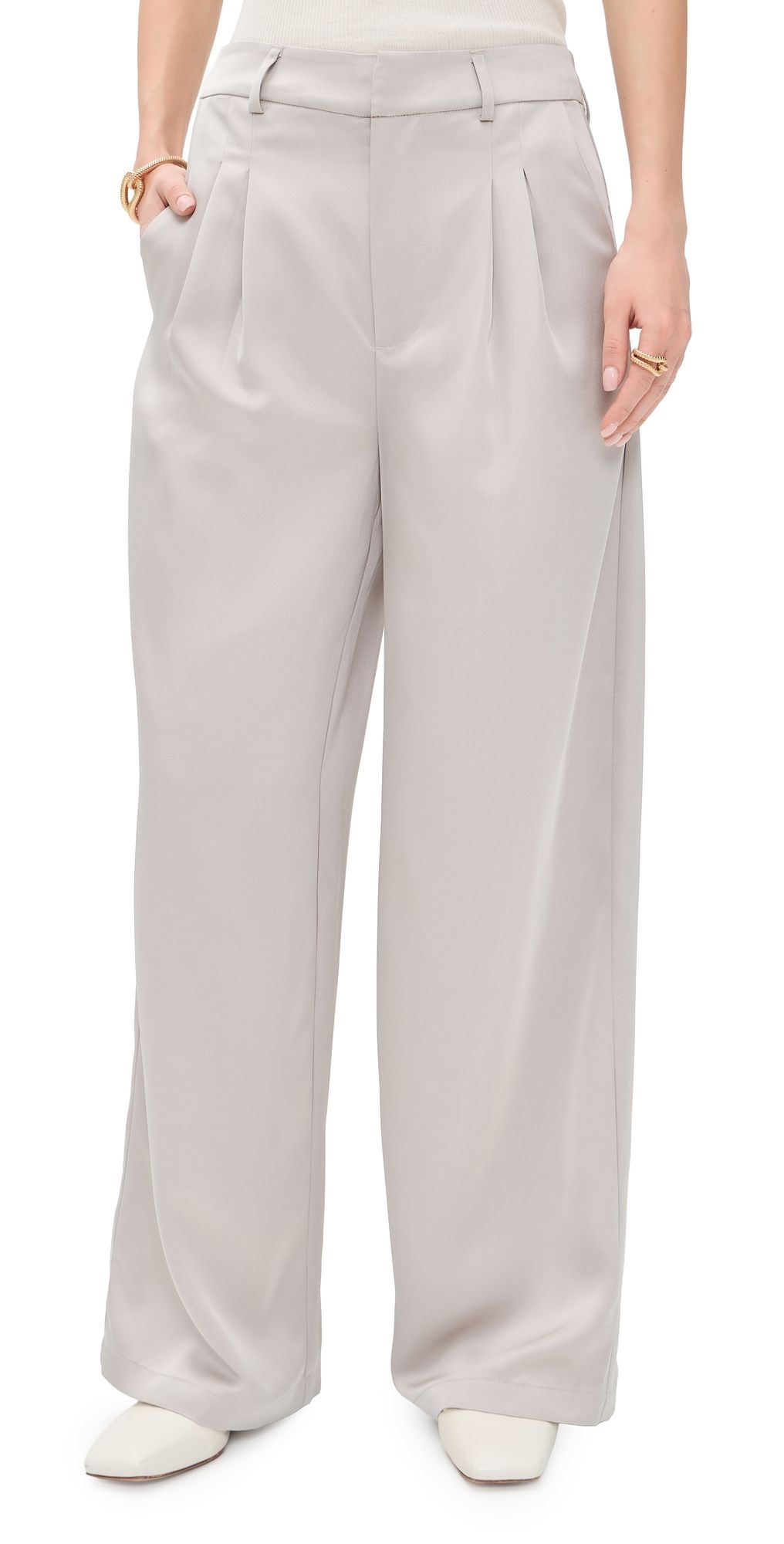 Susana Monaco Satin Pleated Pants 32 Sandstone 8