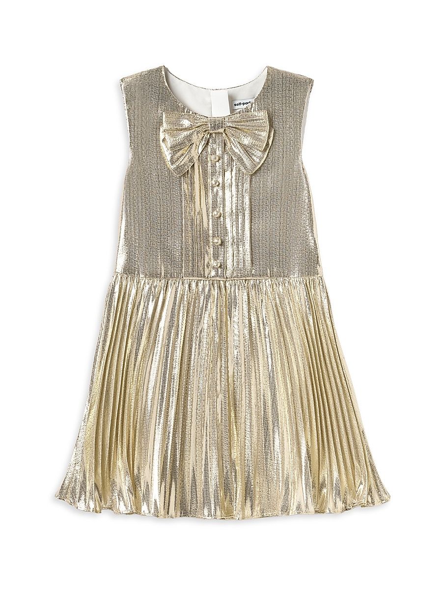 Little Girl's & Girl's Metallic Pleated Dress - Gold - Size 7