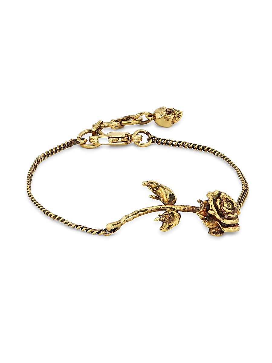 Women's Goldtone Dipped Rose Charm Bracelet - Giallohava