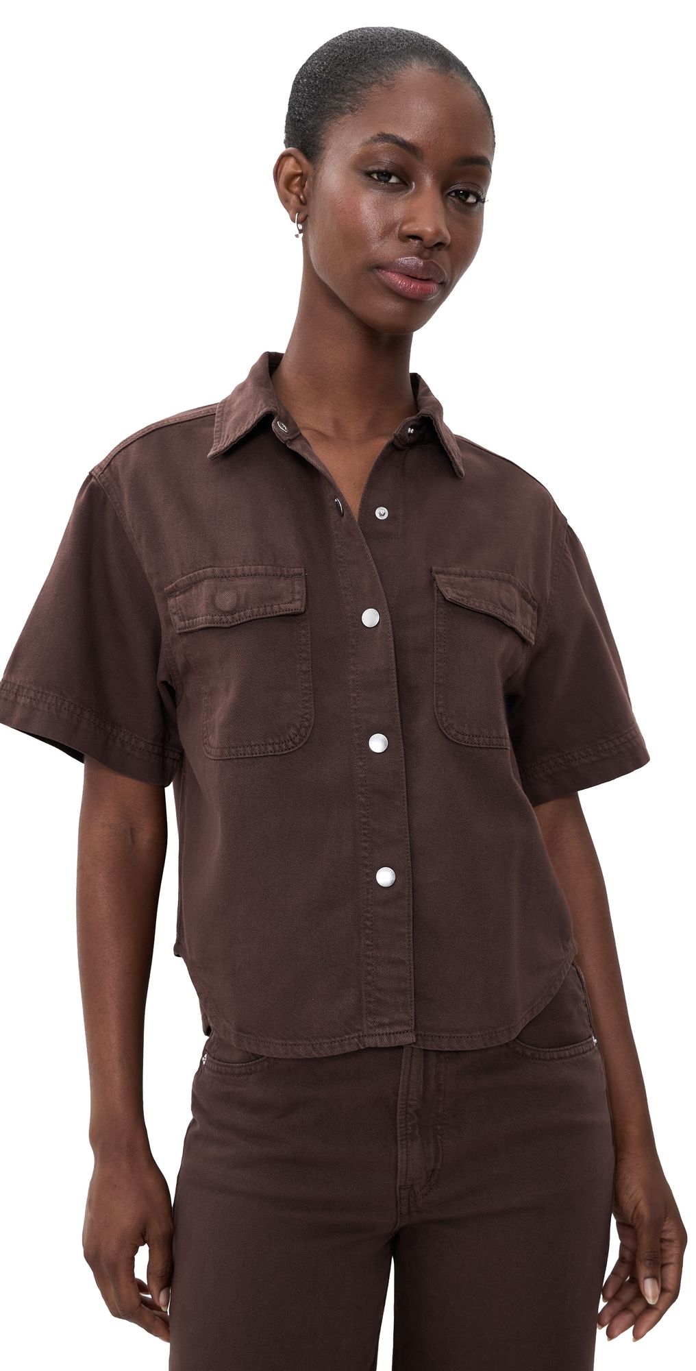 Madewell Airy Denim Utility-Pocket Shirt Cocoa XL