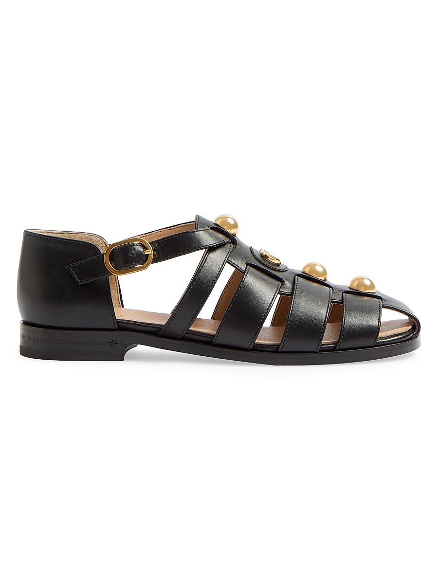 Women's VLogo Signature Calfskin Fisherman 20MM Sandals - Black - Size 5