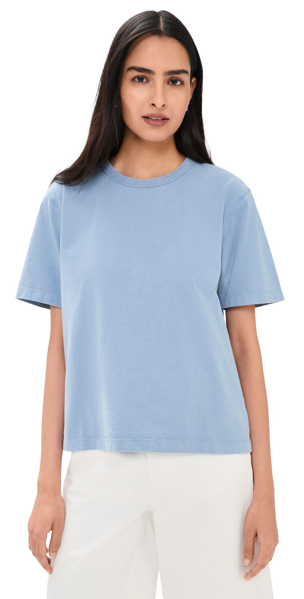 La Ligne Short Sleeve Boyfriend Tee Garment Wash Chambray XXS