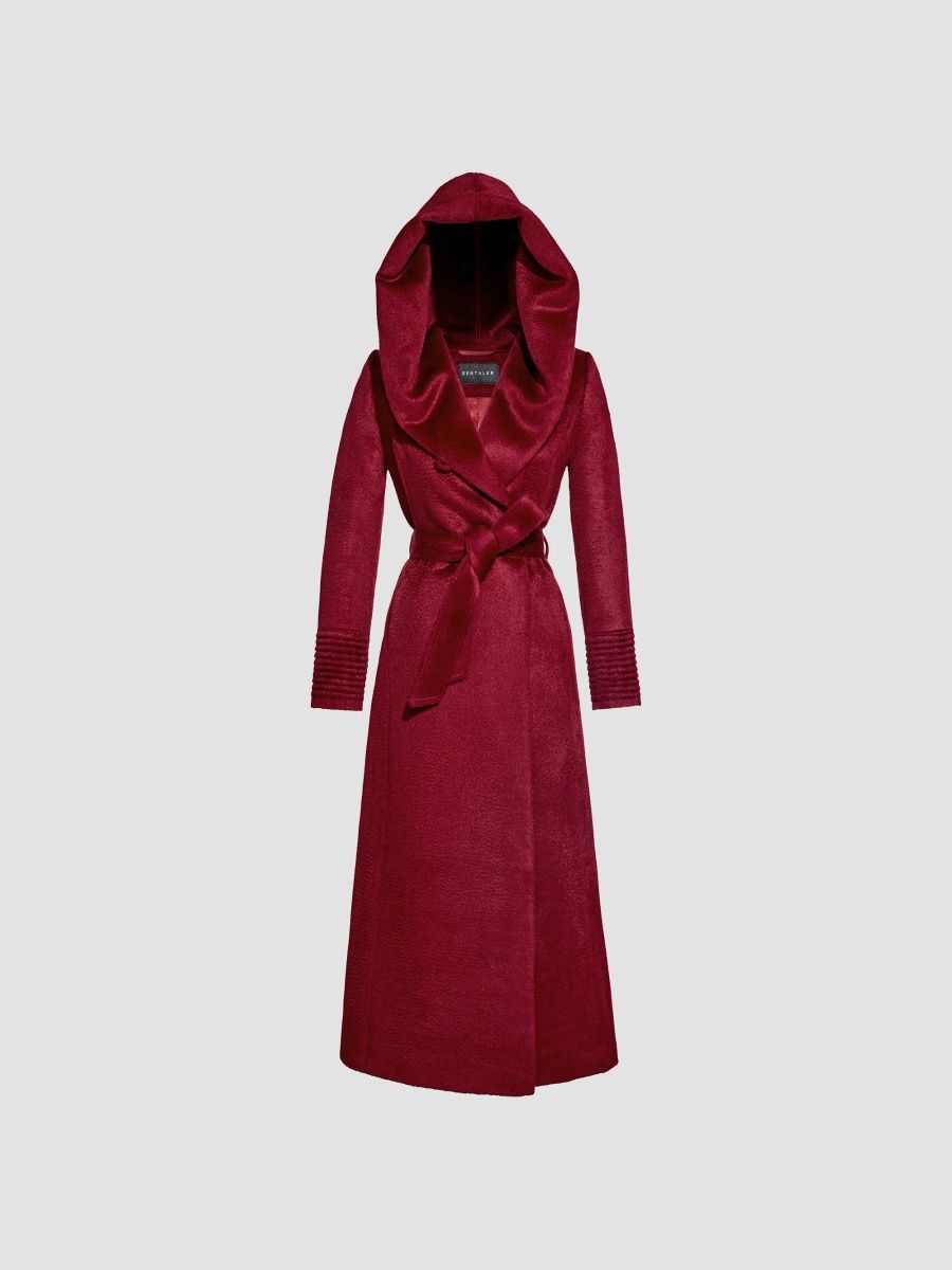 Sentaler Women's Hooded Wrap Coat - Bordeaux - Size Medium