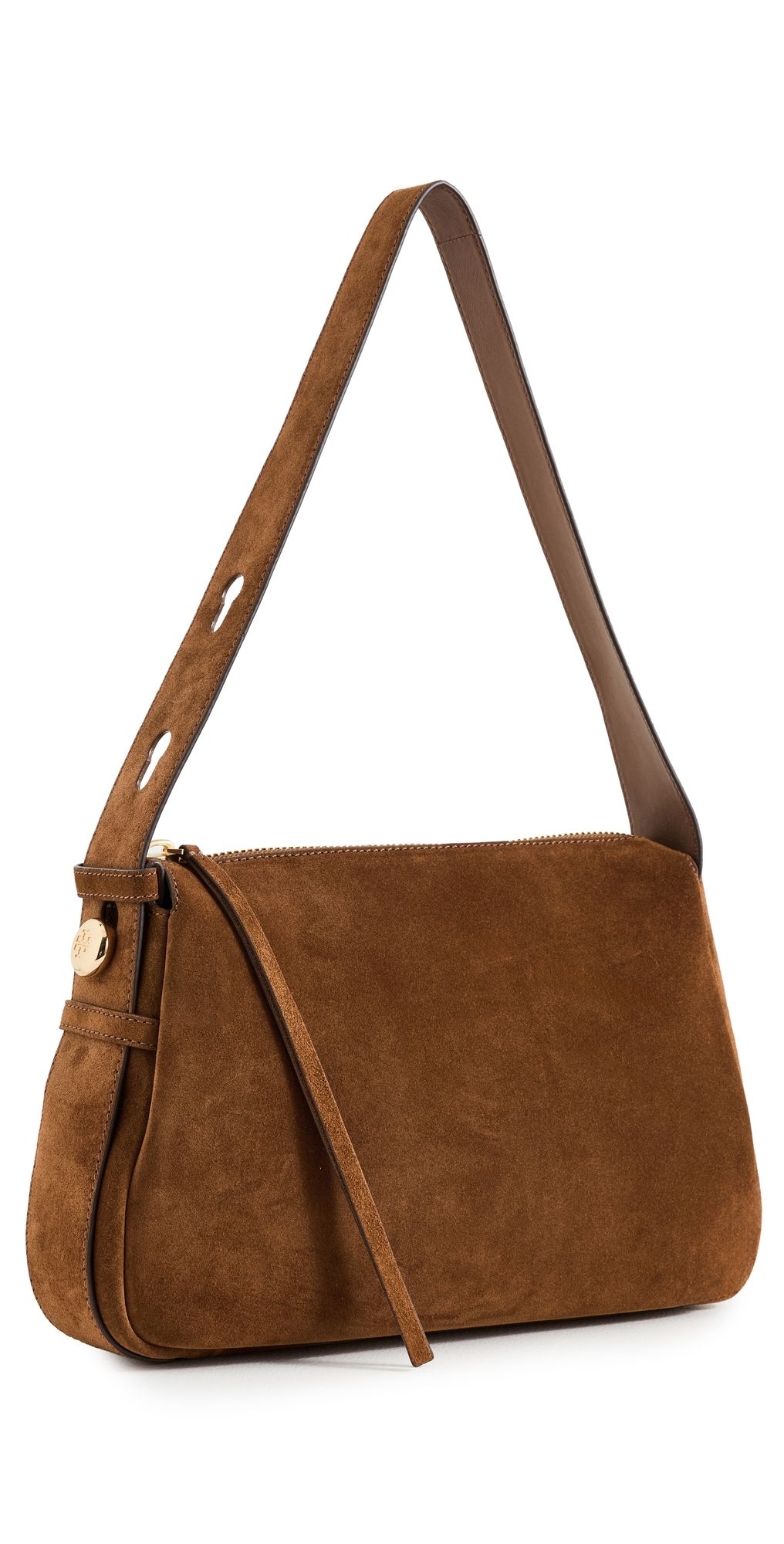 Tory Burch Romy Suede Shoulder Bag Caramel One Size
