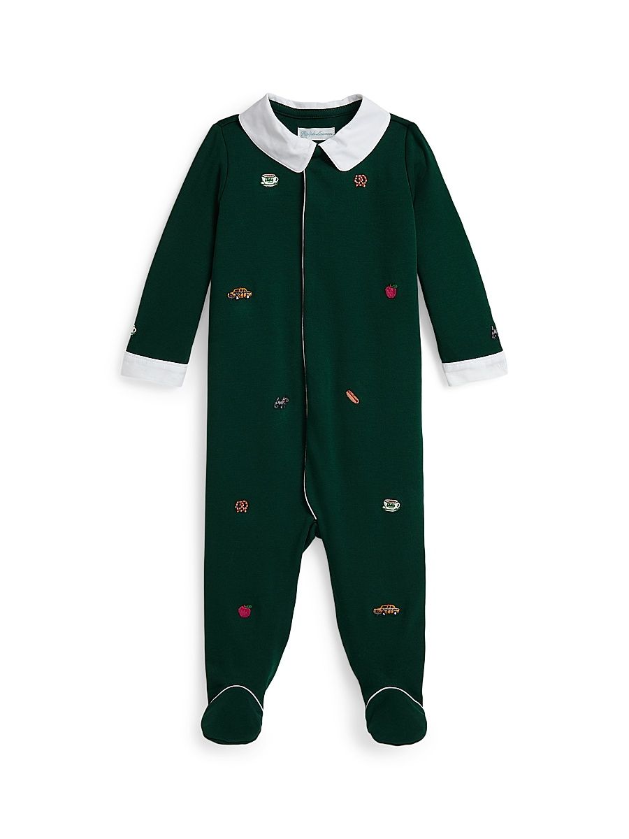 Baby Boy's Embroidered Knit Footie - Moss Agate - Size 9 Months