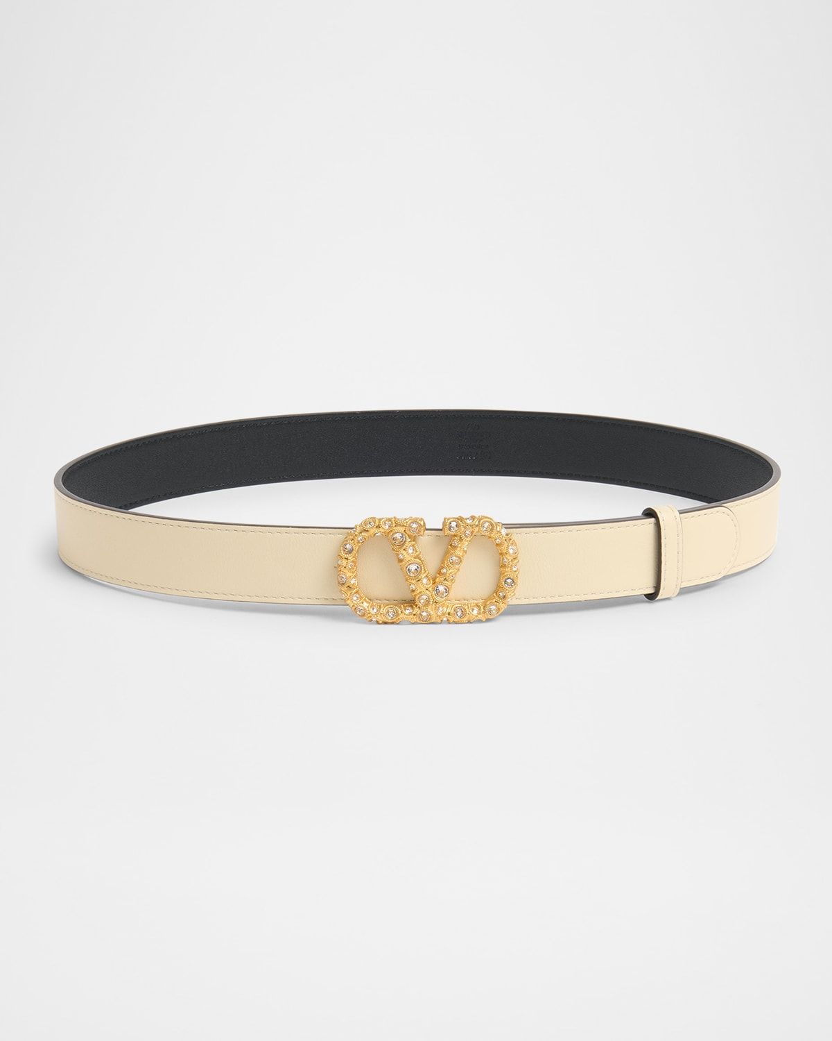 VLogo Signature Embellished Leather Belt, 30mm