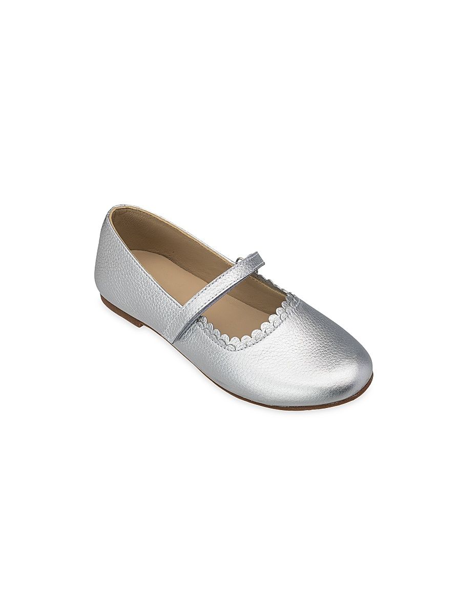 Little Girl's & Girl's Aria Leather Mary Jane Flats - Silver - Size 6 (Child)
