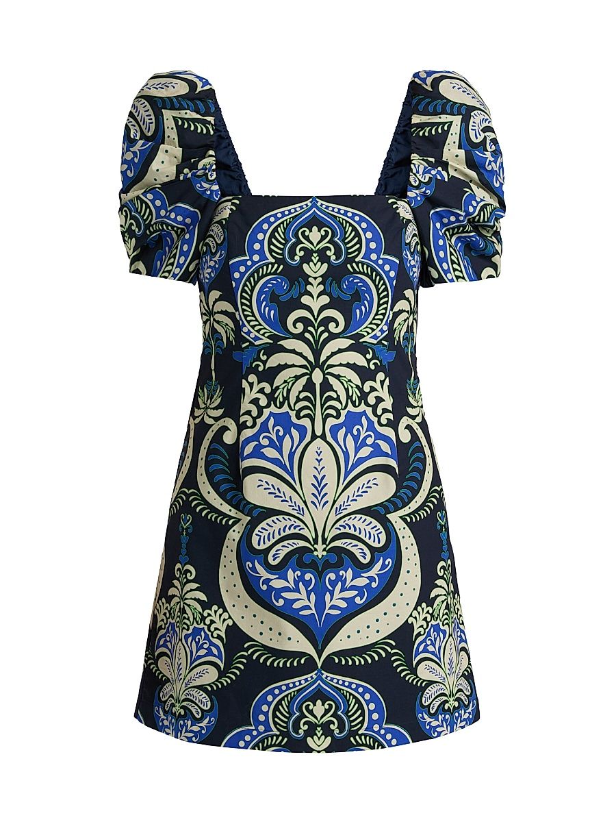 Women's Kelly Graphic Botanical Minidress - Palm Pavillion Cobalt - Size XL