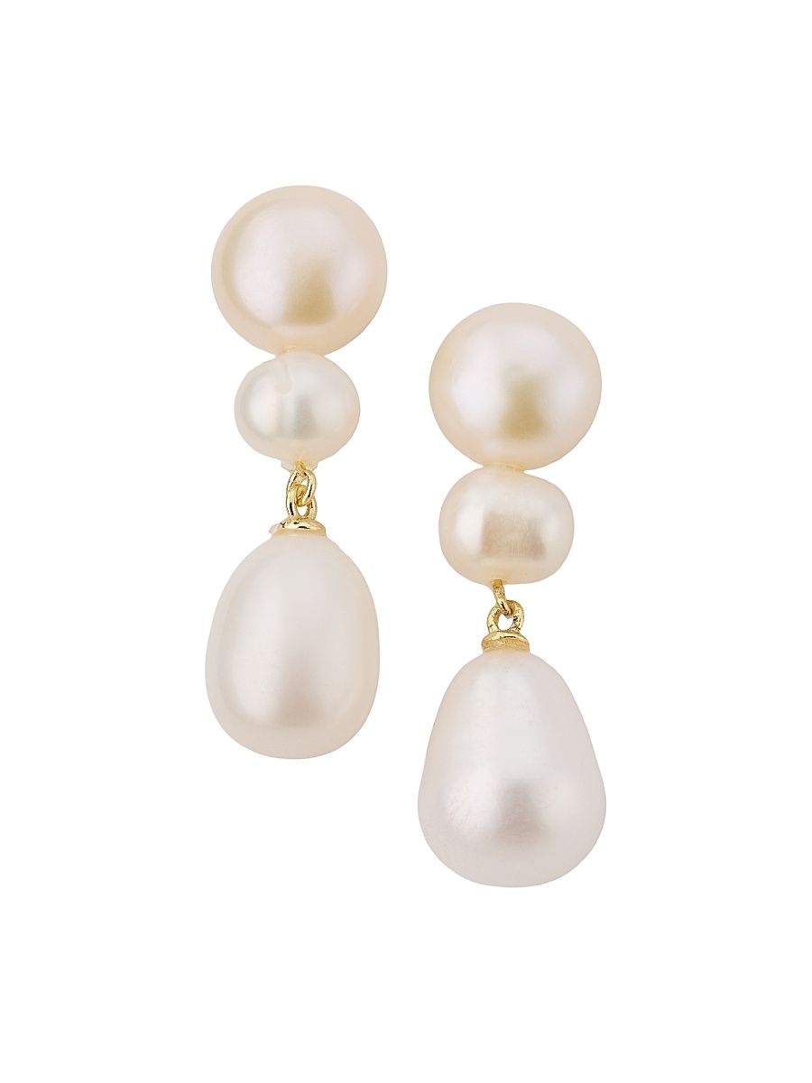 Women's Bianca 14K-Yellow-Gold Vermeil & Cultured Freshwater Pearl Drop Earrings - Pearl