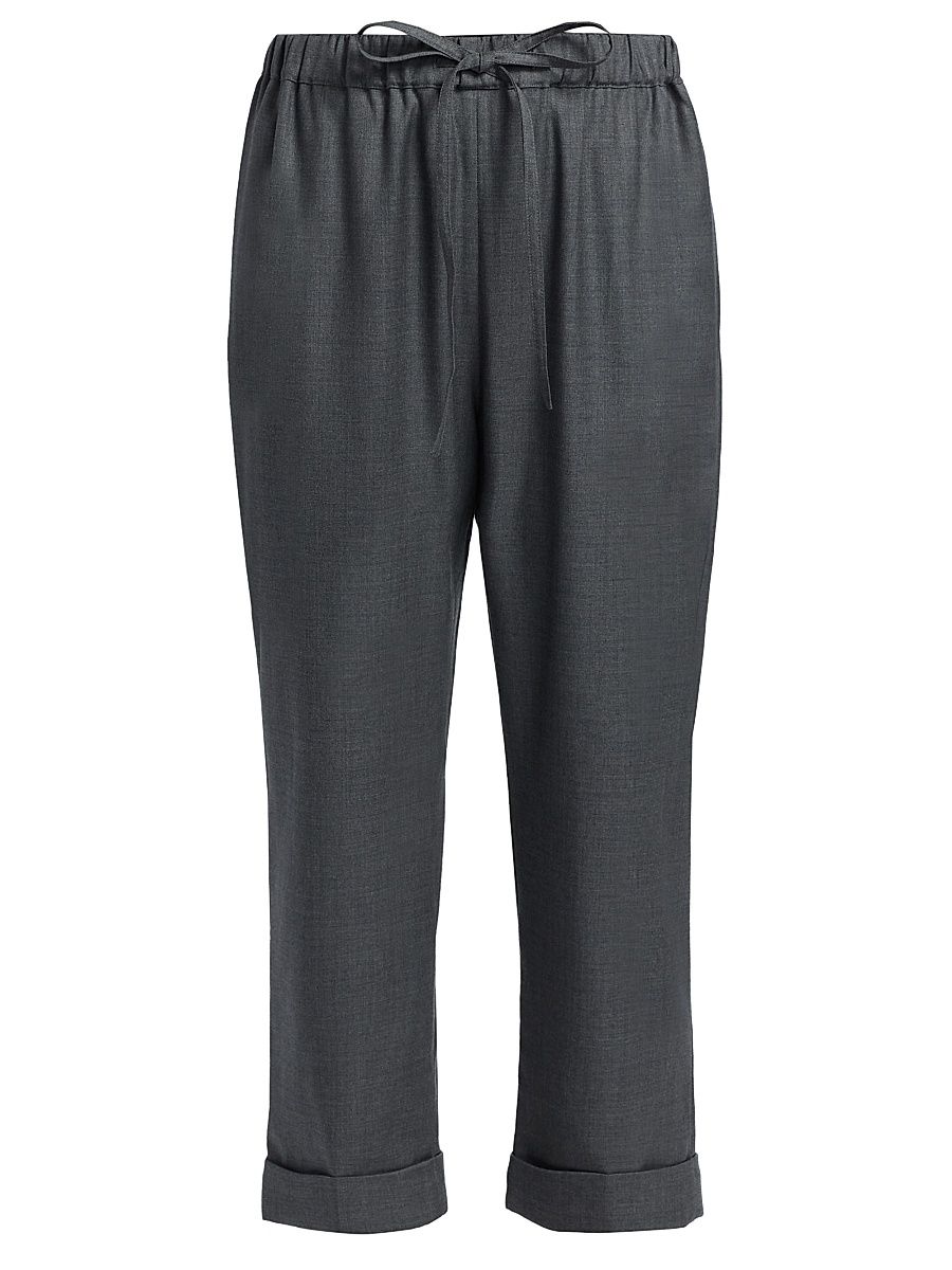 Women's Turn Up Cuff Wool Crop Joggers - Grey Melange - Size XL