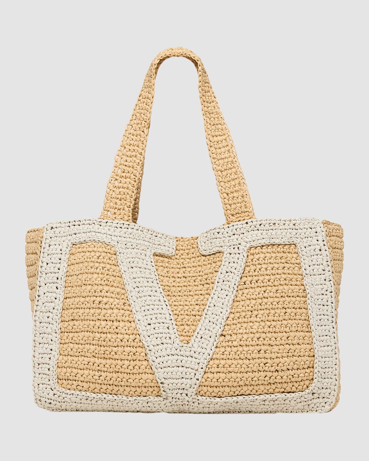 Large Crochet Viscose Raffia Tote Bag