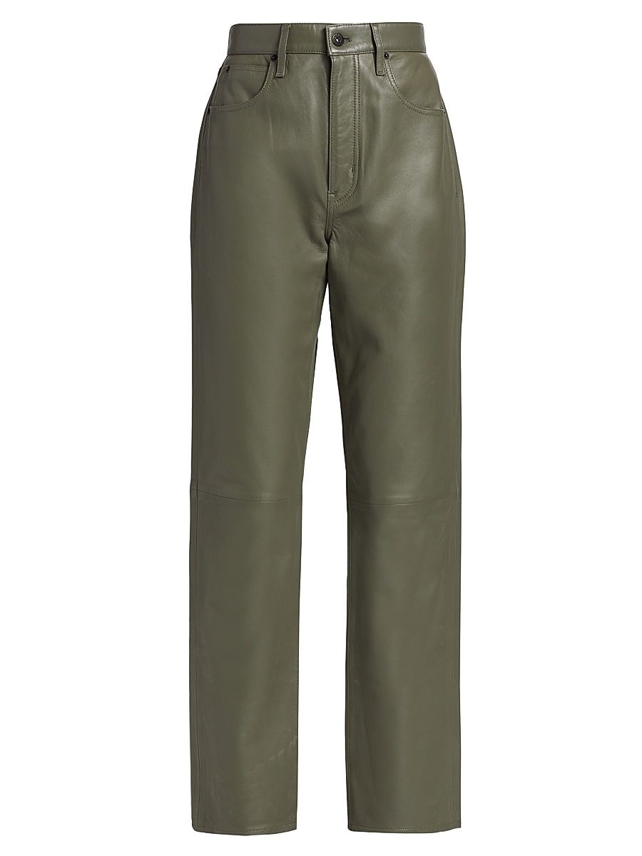 Women's London Leather Pants - Olive - Size 27