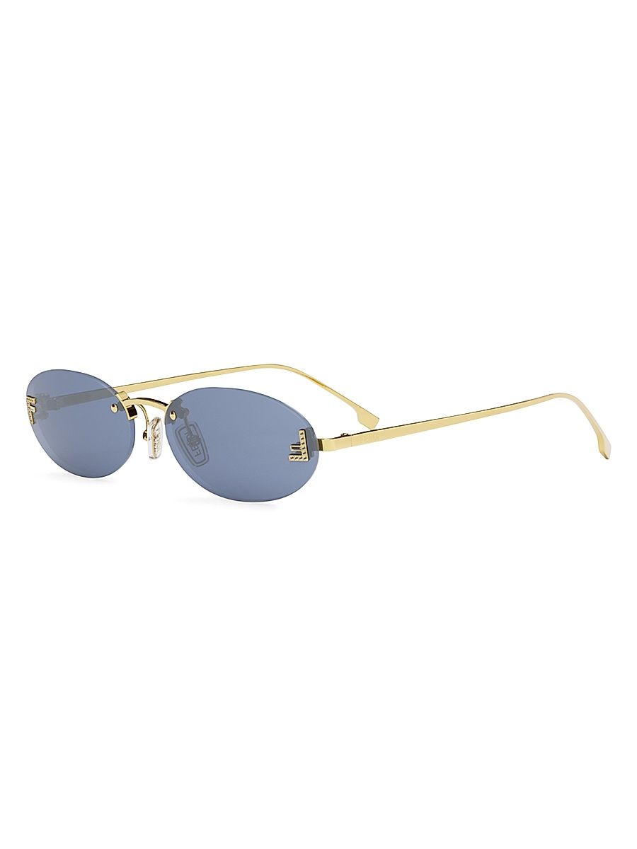 Women's 54MM Double-F Logo-Embellished Oval Sunglasses - Blue Gold