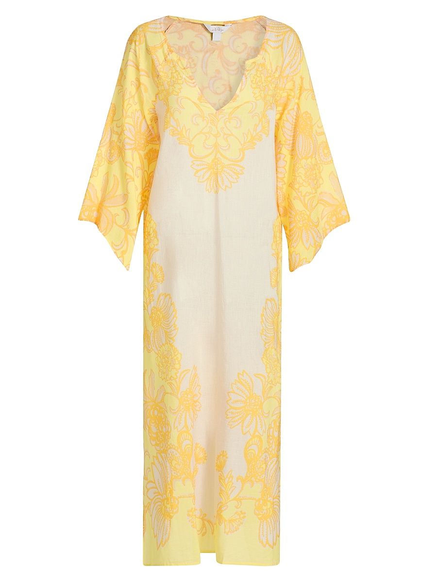 Women's Tialah Cotton-Blend Cover-Up Midi-Dress - Golden Glow Multi - Size XL