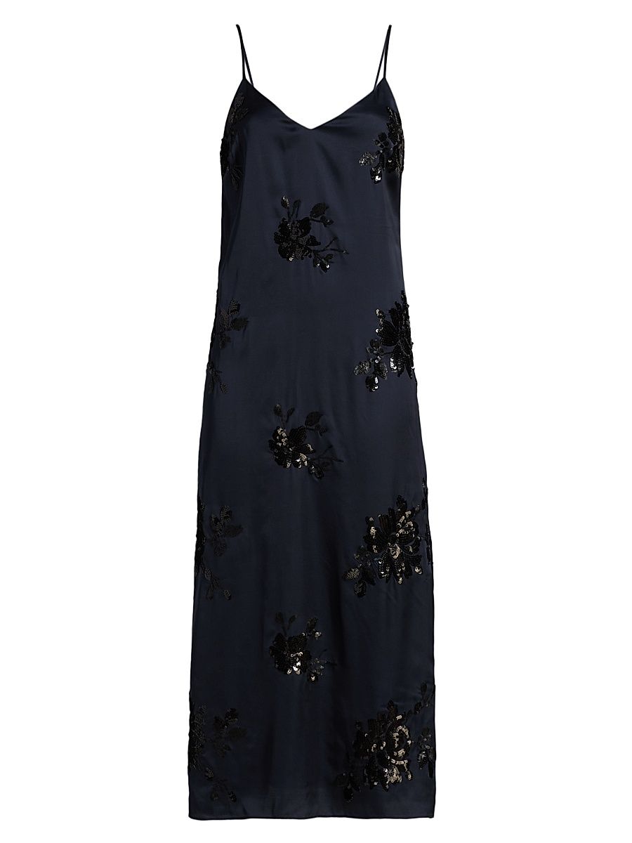 Women's Shannon Sequin Midi-Dress - Navy - Size Small