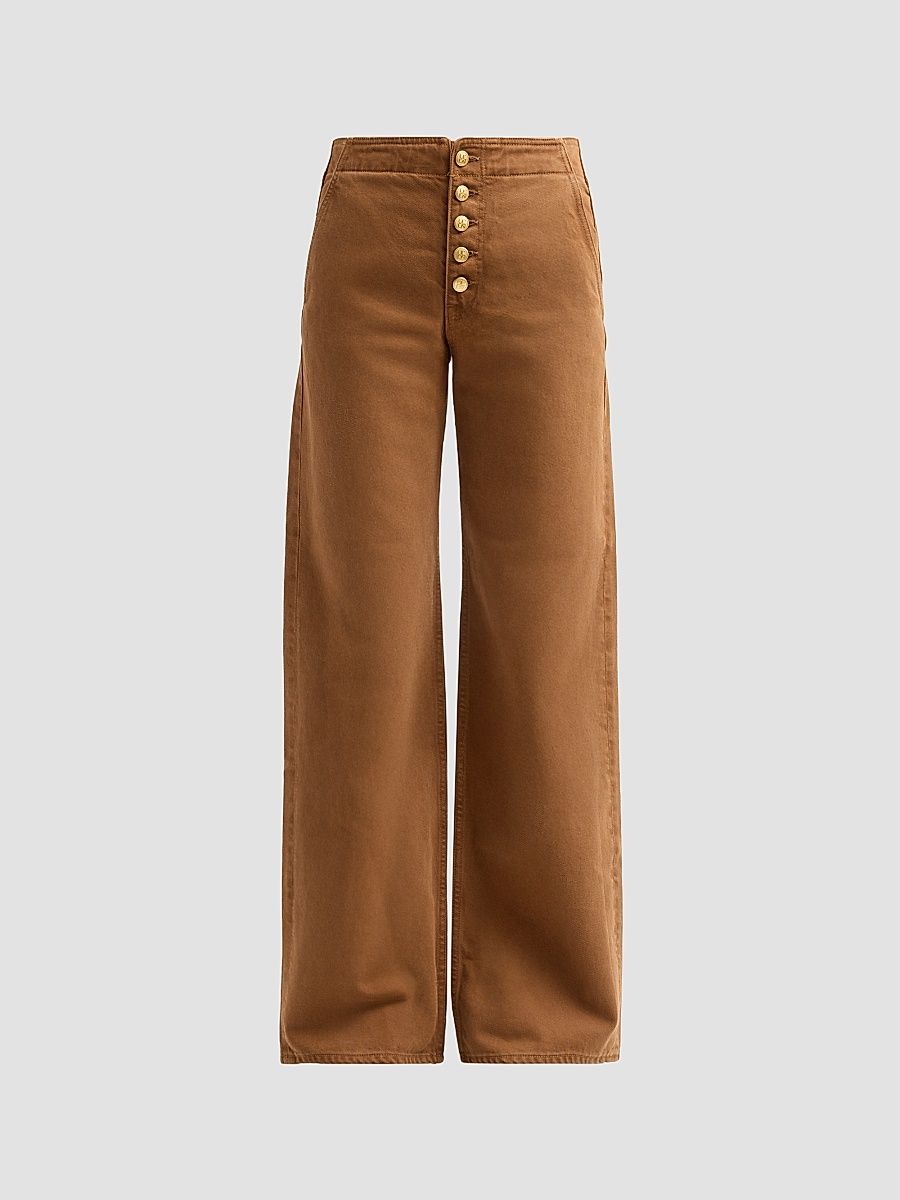 Women's Jasmine Cotton Wide-Leg Jeans - Umber - Size 30