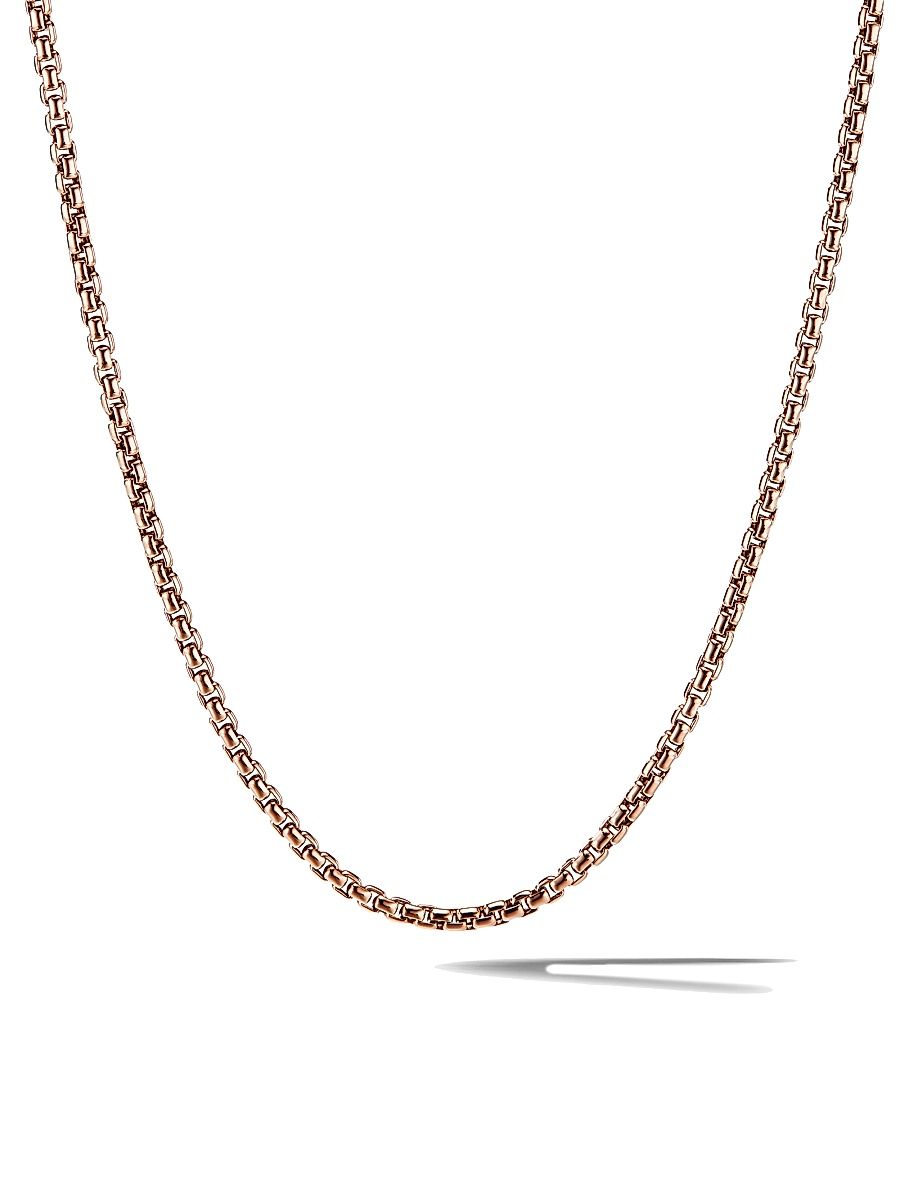 Men's Small Box Chain Necklace in 18K Rose Gold, 2.7mm - Rose Gold - Size 18