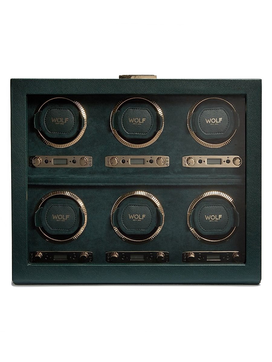 British Racing Green 6-Piece Watch Winder - Black