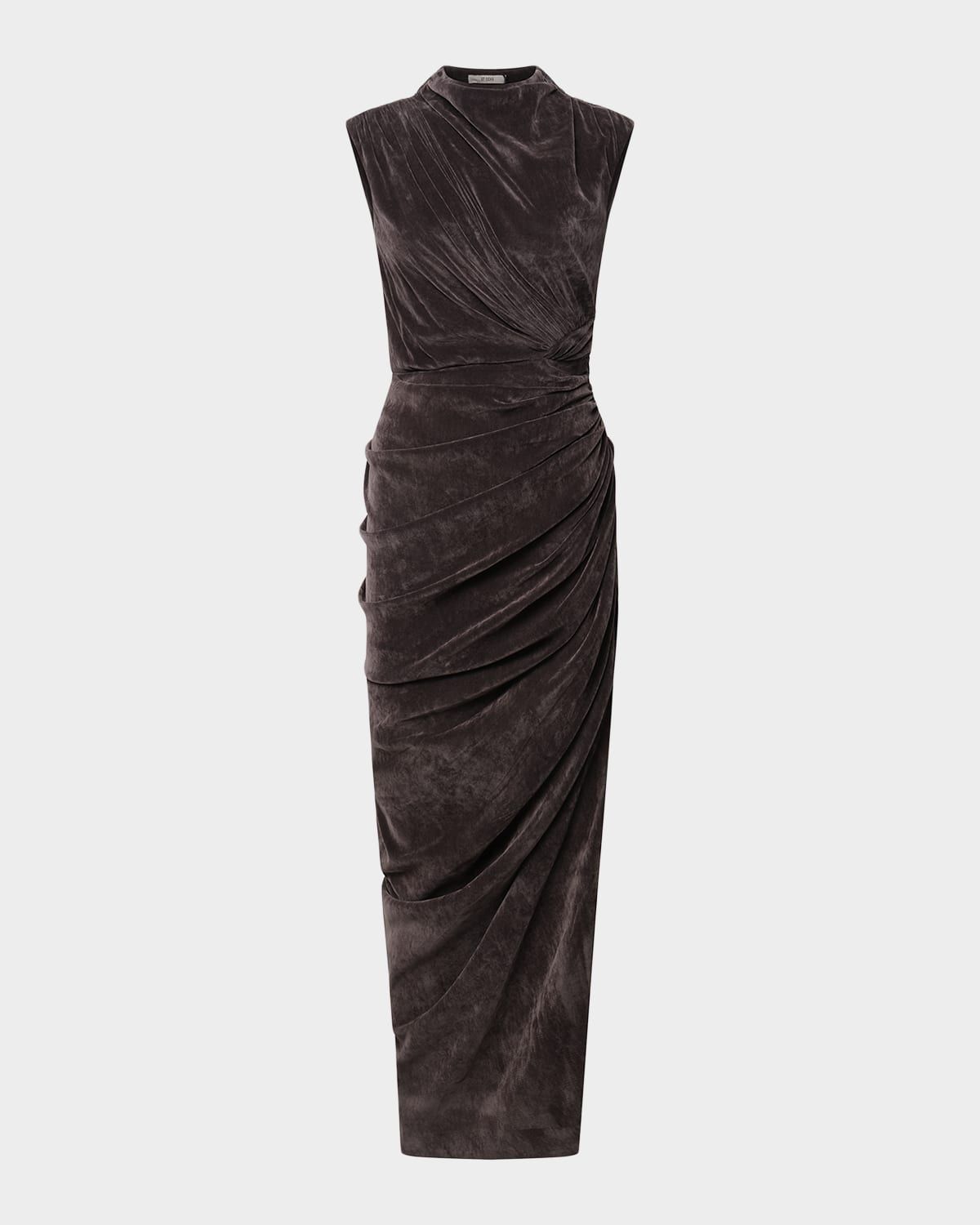 Olympia Draped Bodycon Velvet Midi Dress