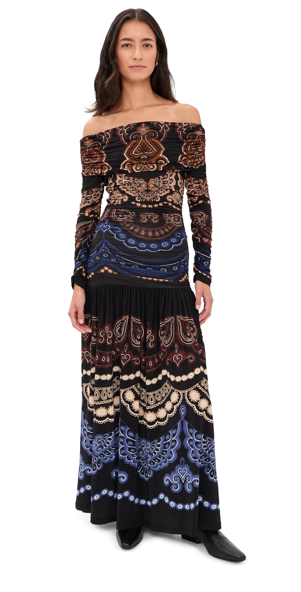 FARM Rio Nicole Black Long Sleeve Maxi Dress Nicole Black XXS