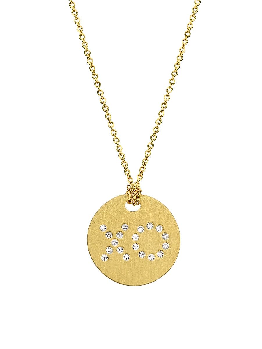 Women's 18K Yellow Gold & 0.07 TCW Diamond "XO" Medallion Necklace - Yellow Gold