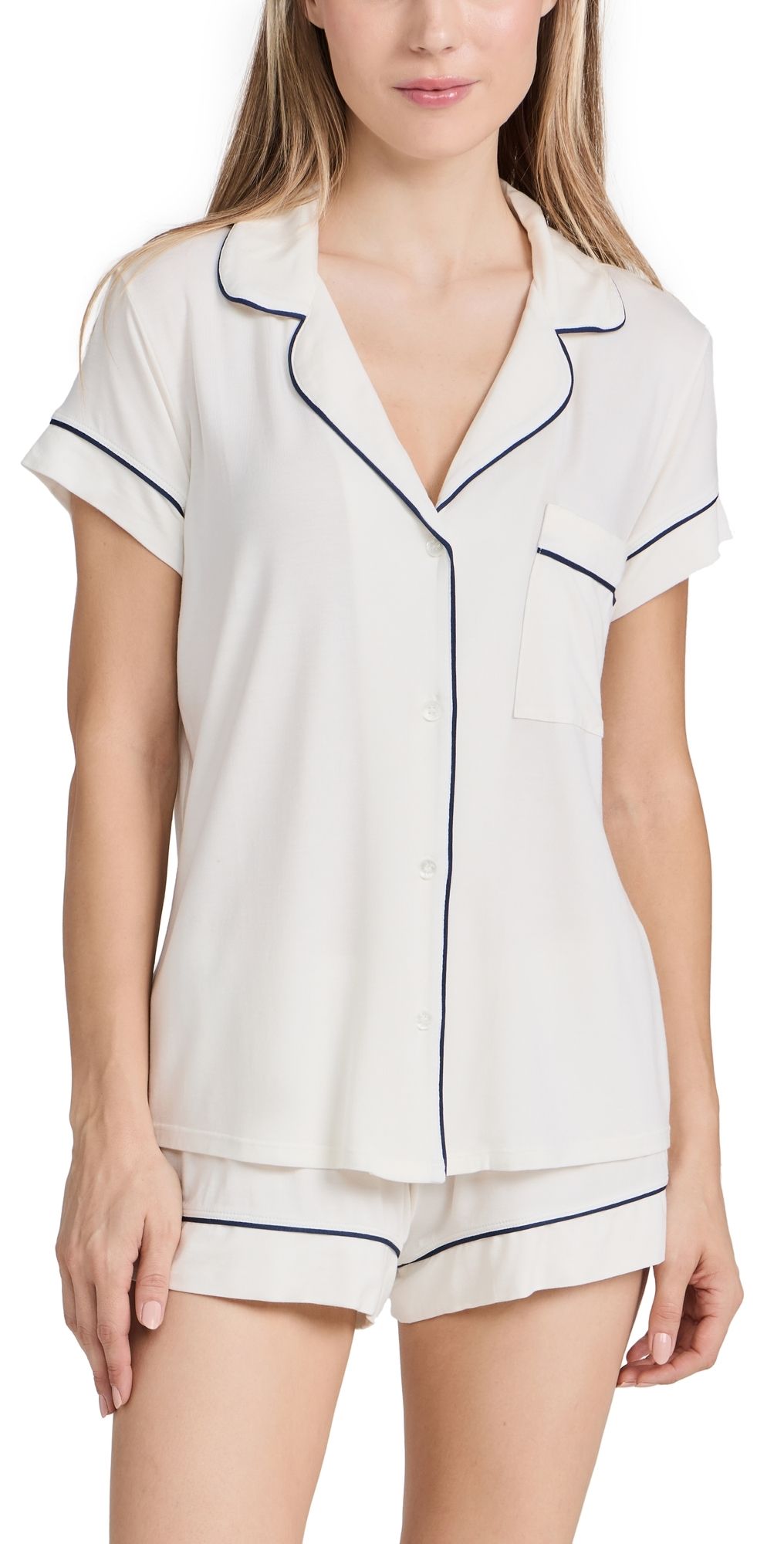 Eberjey Gisele Shortie Pajama Set Navy/Ivory L