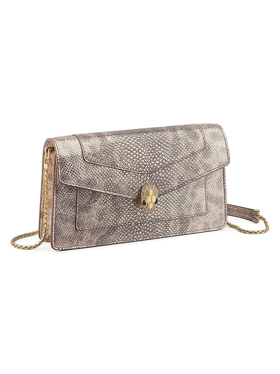 Women's Serpenti Forever Snakeskin-Embossed Leather Pochette - Milky Opal