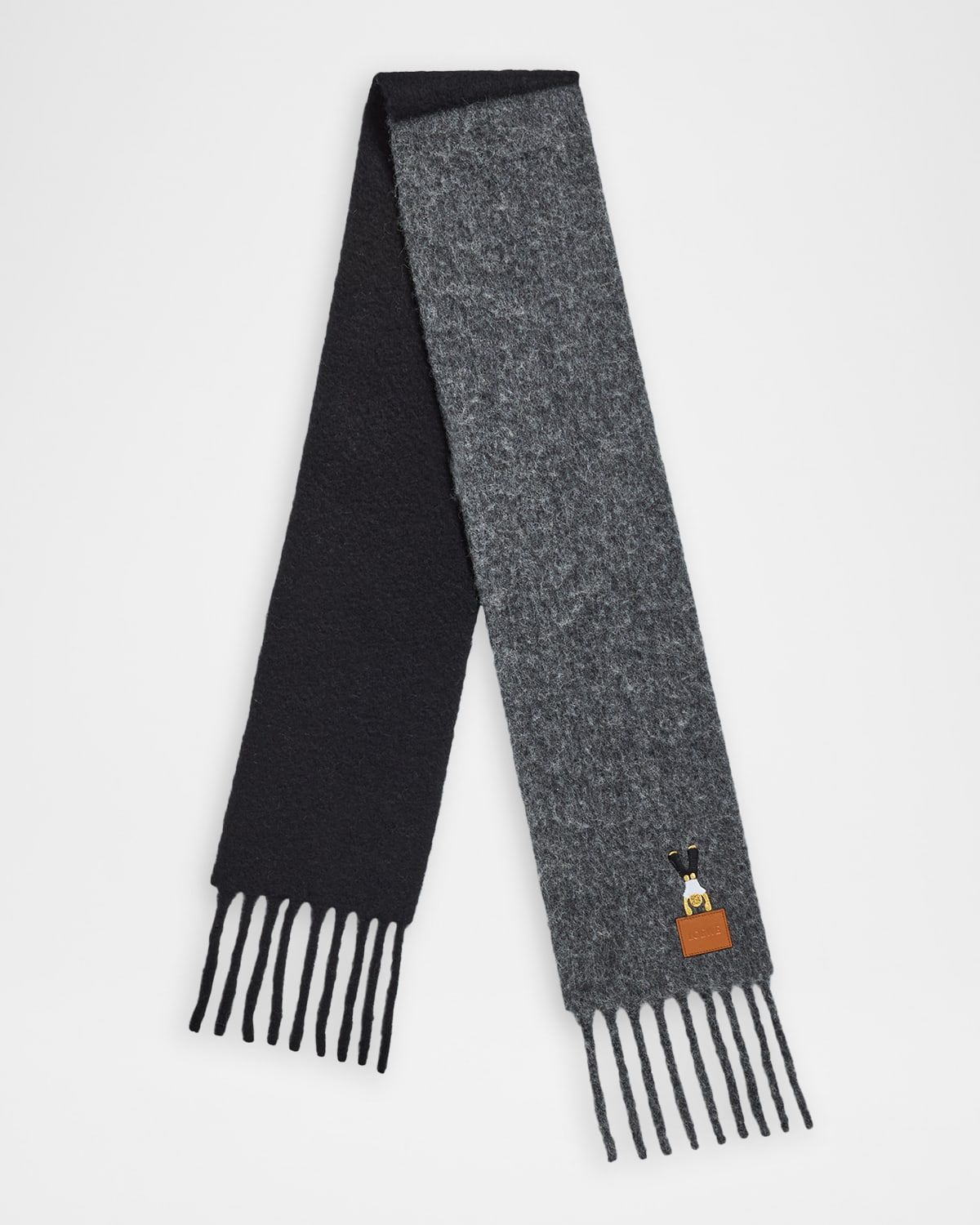 Embroidered Two-Tone Wool Scarf